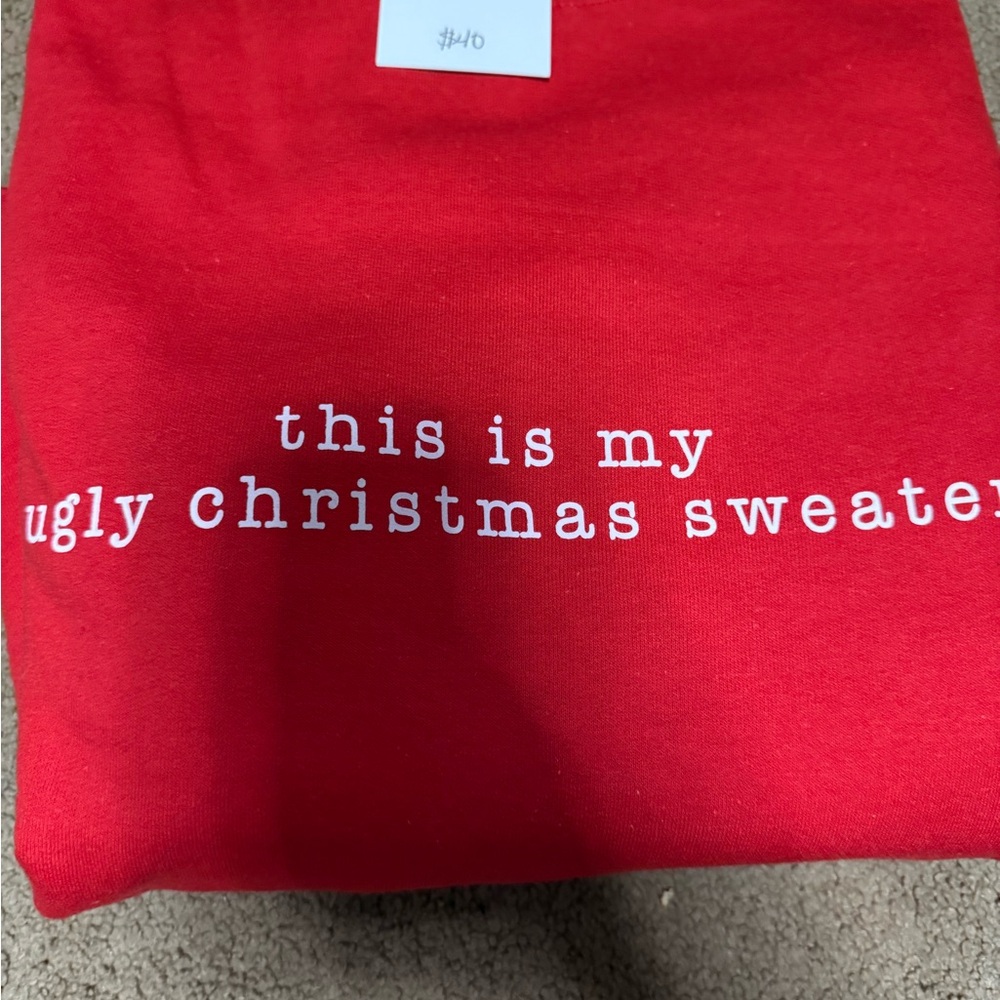 Red Christmas Sweater with Fun Text